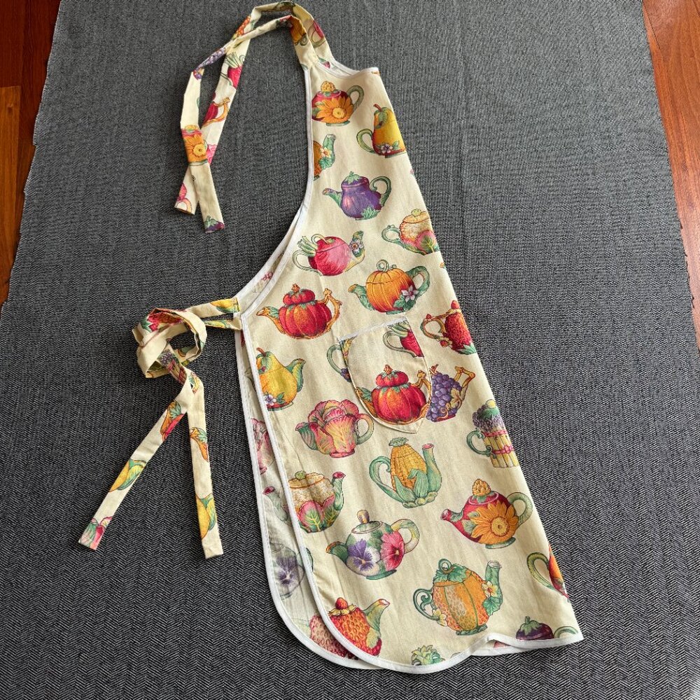 Full Apron Adorable Teapots Baking Cooking Crafting Workwear - Picture 5 of 16